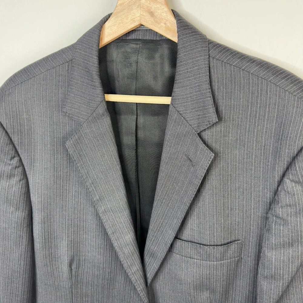 Ermenegildo Zegna Cloth Baglioni Men's Gray Striped Wool‎ 2 Button Suit Jacket